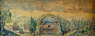 Alois Schneiderka (1896 - 1958) - Valašské dřevěnice v pohádkové krajině - obrovský formát