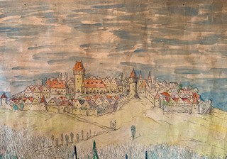 Alois Schneiderka (1896 - 1958) - Valašské dřevěnice v pohádkové krajině - obrovský formát
