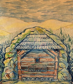 Alois Schneiderka (1896 - 1958) - Valašské dřevěnice v pohádkové krajině - obrovský formát