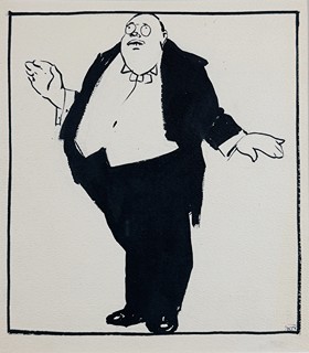 Karel Nejedlý (1873 - 1927) - Karikatura muže ve fraku
