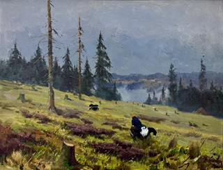 Otakar Číla (1894 - 1977) - Tokající tetřevi