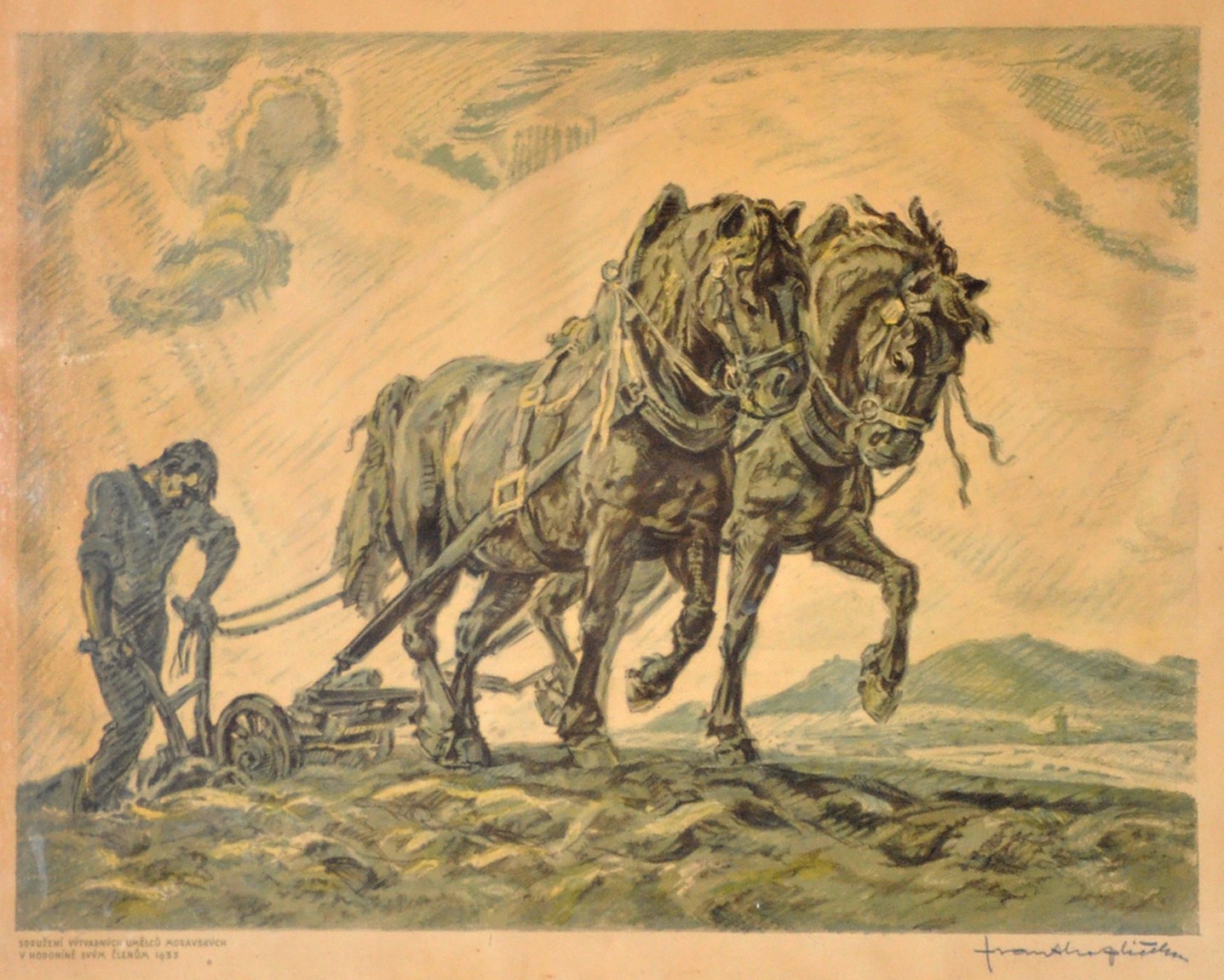 František Hoplíček (1890 - 1946) - Koně na poli