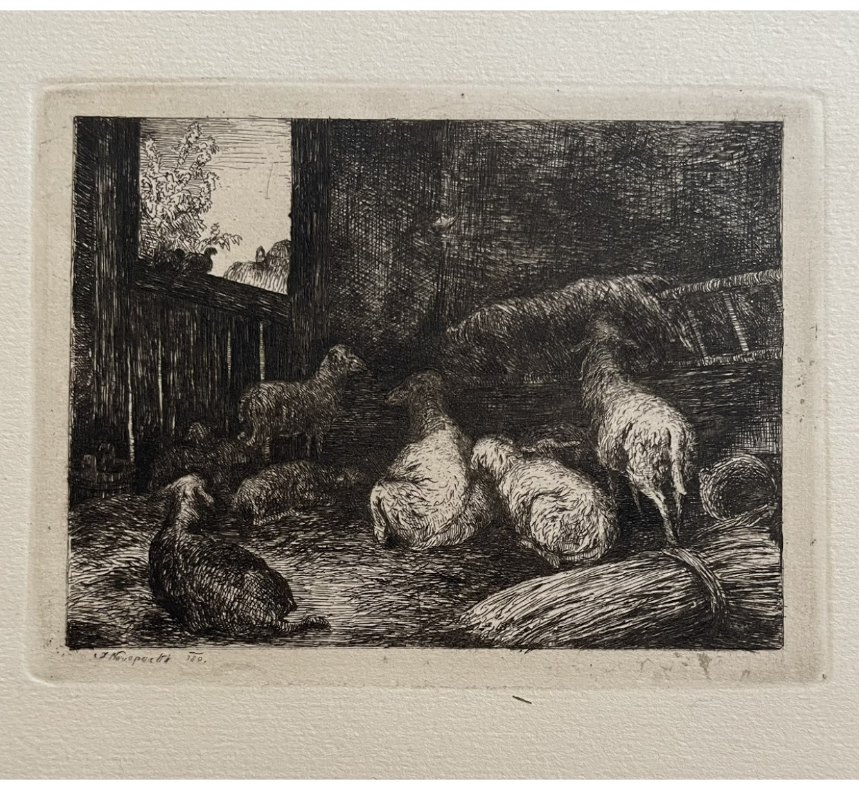 Nowopacký Jan (1821 -1908) - Ovečky v seníku