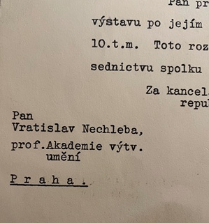 Nechleba Vratislav (1885 - 1965) - Dopis z presidentské kanceláře