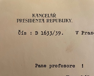 Nechleba Vratislav (1885 - 1965) - Dopis z presidentské kanceláře