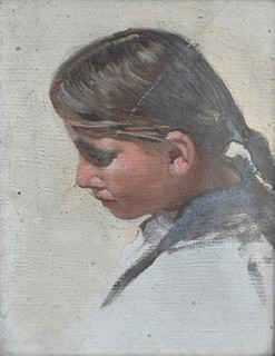 Mrkvička Jan/Ivan Václav (1856-1938) - "Dívka z profilu - studie"