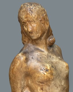 Famíra Emanuel (1900-1970) - Velká plastika "Žákyně - stojící dívčí akt s taškou za zády"