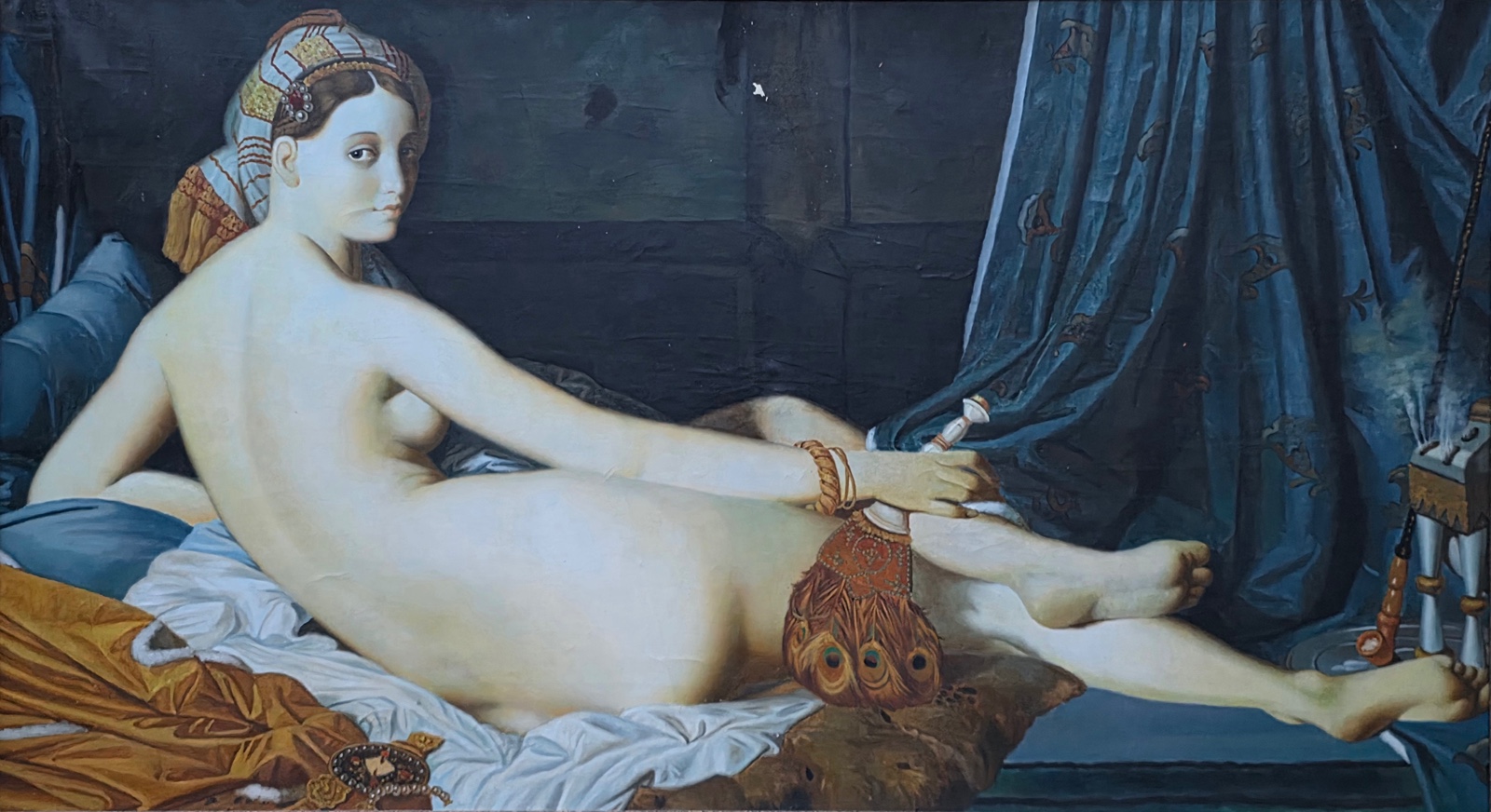 F. Angela (sign.) – Ležící ženský akt podle J. A. D. Ingres