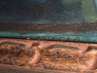 F. Angela (sign.) – Ležící ženský akt podle J. A. D. Ingres