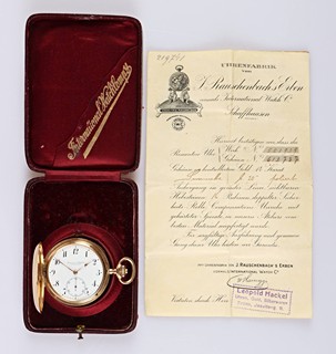 Zlaté pánské hodinky Schaffhausen s původní etuí a certifikátem