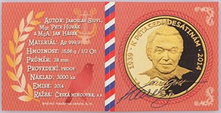 Zlatá pamětní medaile: Karel Gott 2014, 1/2 OZ