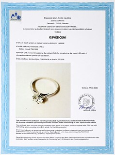 Zlatý prsten s přírodním diamantem 1,10 ct (vzácně bílý) - certifikováno