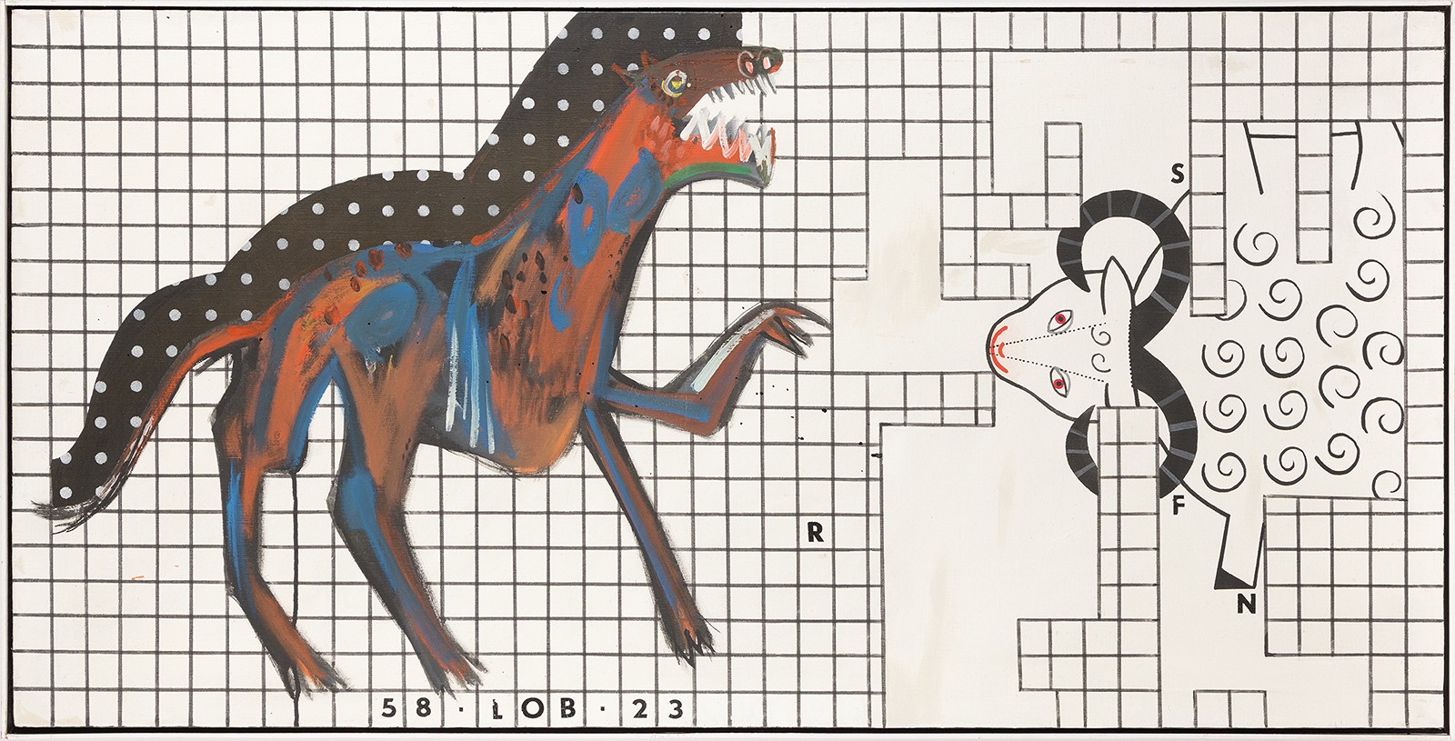 Leonid Ochrymčuk (1929 - 2005) - Bez názvu, (Ovečka a vlk), 58.LOB.23, č. 59, 1. pol. 90. let 20. století