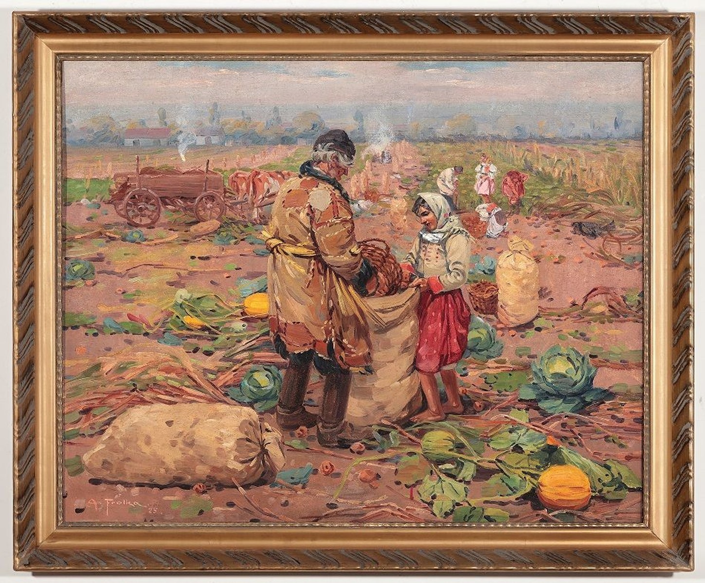 Antoš Frolka (1877 - 1935) - Kopání brambor - velký formát !