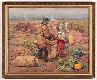 Antoš Frolka (1877 - 1935) - Kopání brambor - velký formát !