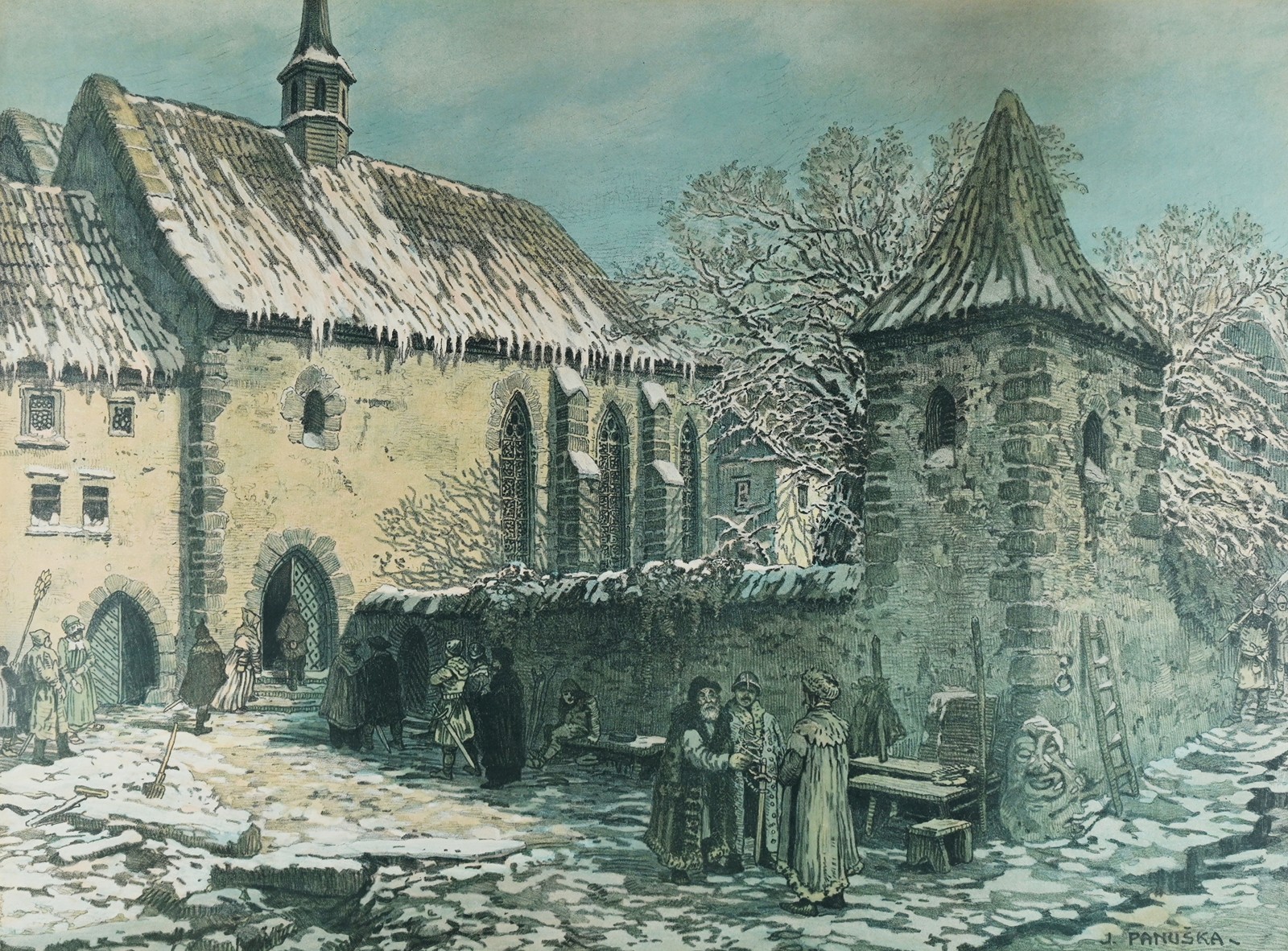 Jaroslav Panuška (1872 - 1958) - Betlémská kaple v 15.století