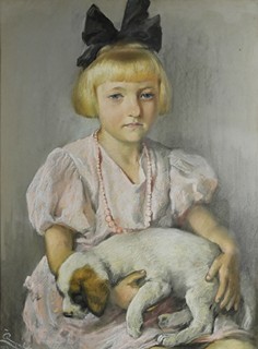 Jan Čumpelík (1895 - 1965) - Děvčátko s pejskem