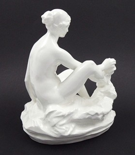 JOSEF DRAHOŇOVSKÝ (1877-1938) - MYJÍCÍ SE DĚVČE - BECHYNĚ
