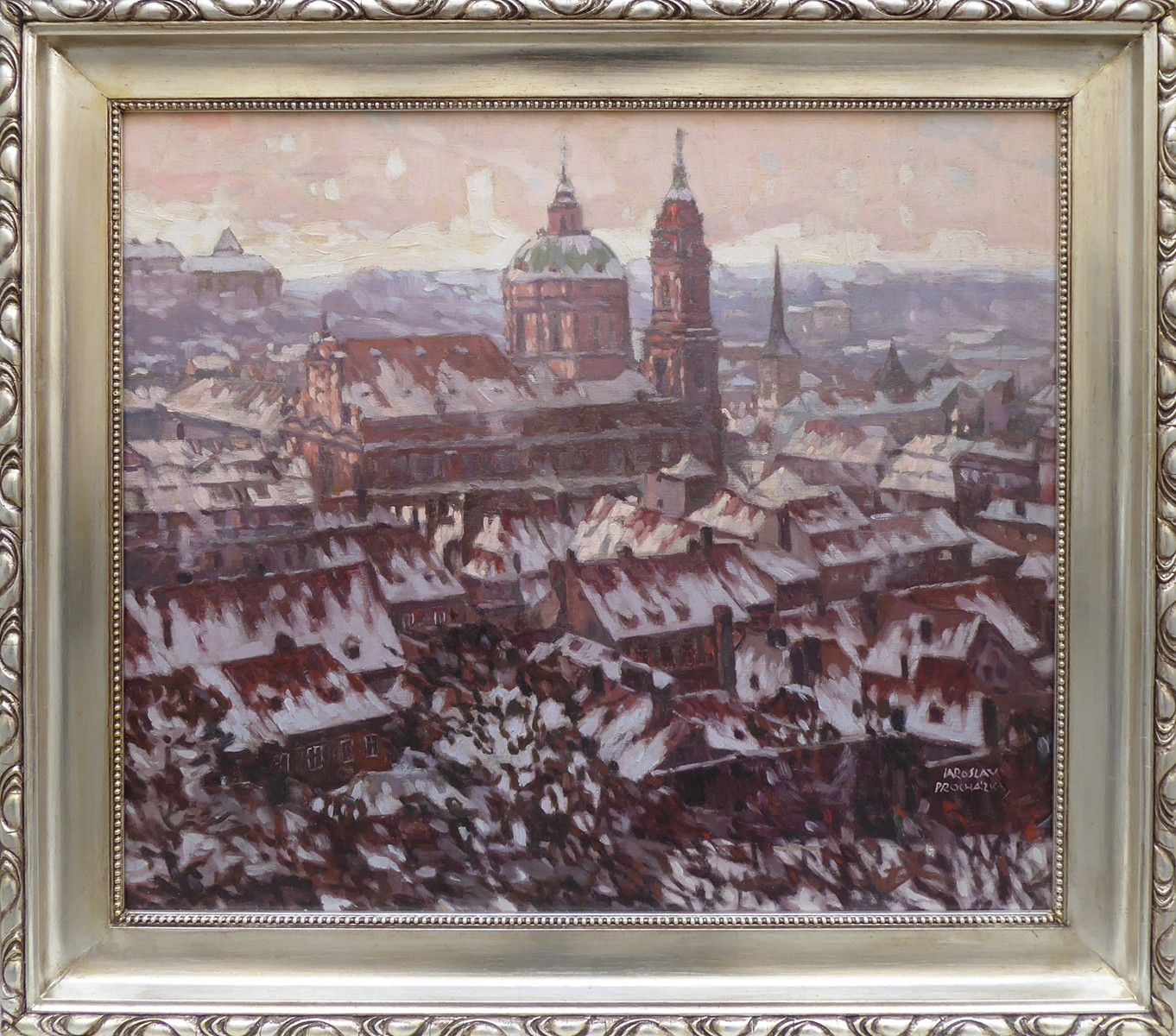 JAROSLAV PROCHÁZKA (1886-1949) - MALOSTRANSKÉ STŘECHY V ZIMĚ