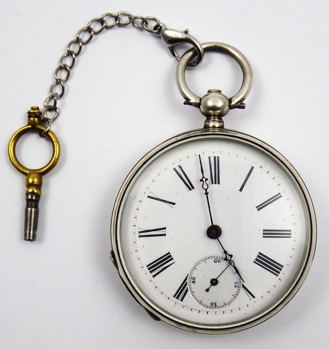 STŘÍBRNÉ KLÍČOVÉ KAPESNÍ HODINKY - ŠVÝCARSKO