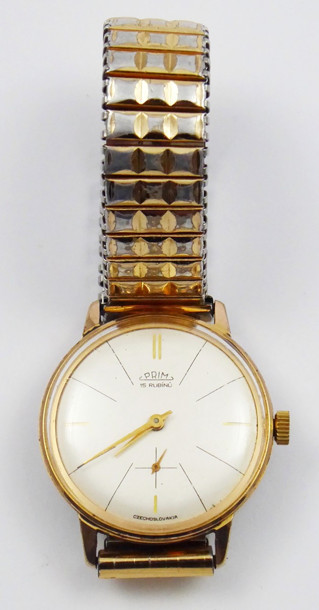NÁRAMKOVÉ HODINKY PRIM - ZLACENÉ POUZDRO Z FRANCIE