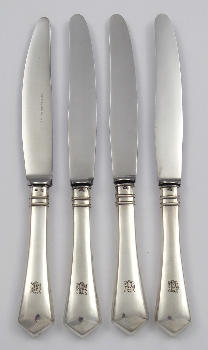 ČTYŘI ART DECO NOŽE ZE STŘÍBRA