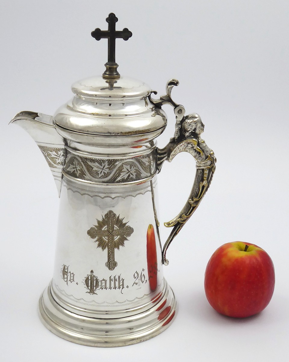 STŘÍBŘENÁ VĚTŠÍ LITURGICKÁ KONVICE - J.A. HIETEL, LIPSKO