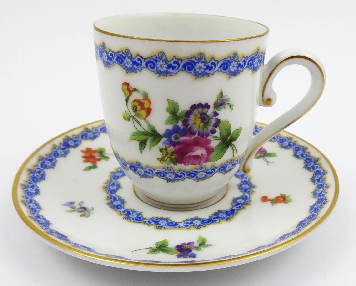 MOKA ŠÁLEK S KVĚTY A MODRÝM VĚNEČKEM - ROSENTHAL