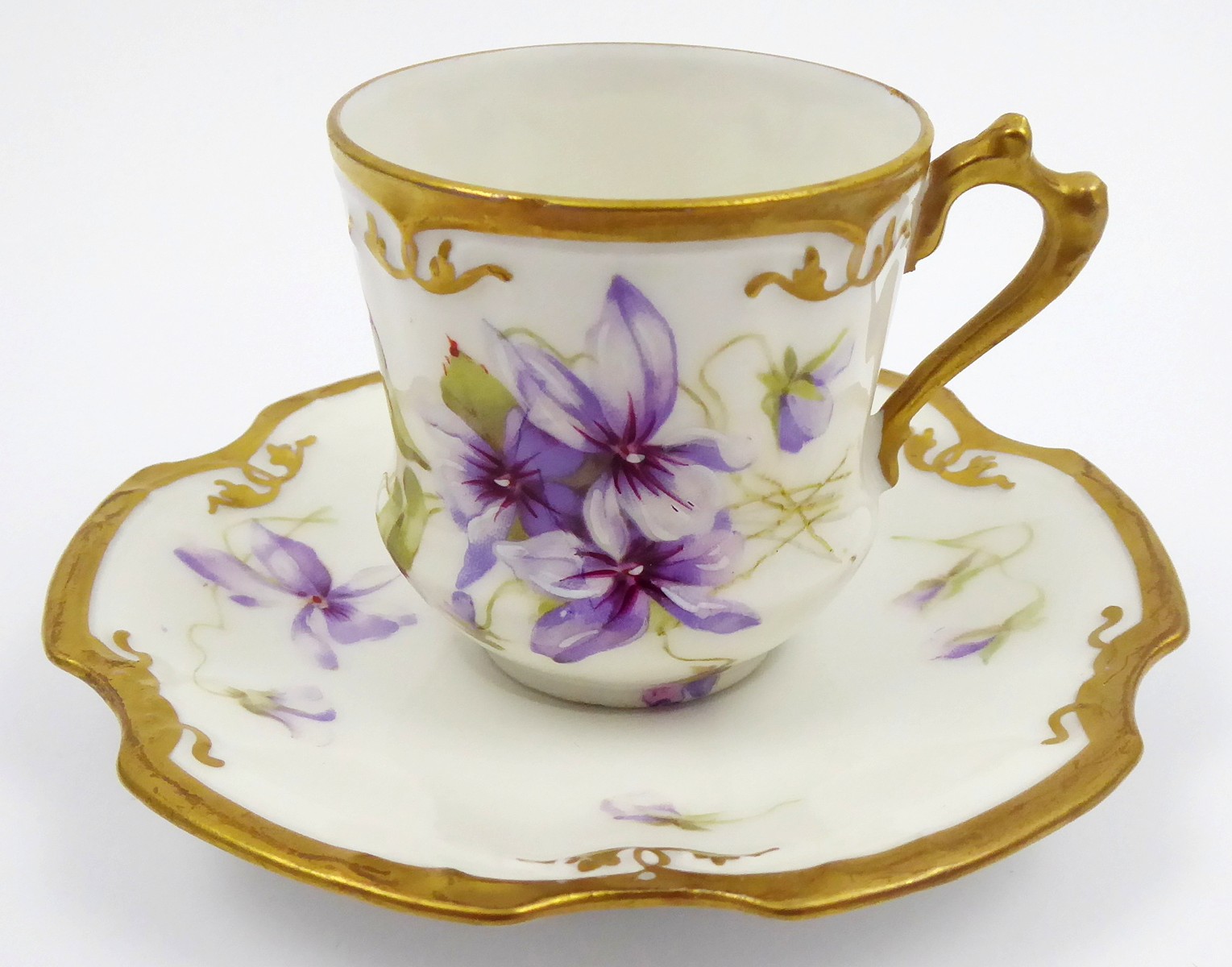 SECESNÍ ŠÁLEK S KVÍTKY - LEWIS STRAUSS & SONS, LIMOGES