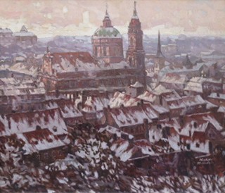 JAROSLAV PROCHÁZKA (1886-1949) - MALOSTRANSKÉ STŘECHY V ZIMĚ