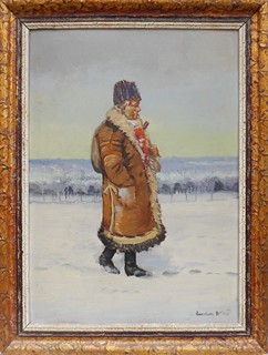 LUDVÍK DOBEŠ (1914-1979) - MUŽ S DÝMKOU VE SLOVÁCKÉM KOŽUCHU (KOŽICHU)