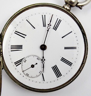 STŘÍBRNÉ KLÍČOVÉ KAPESNÍ HODINKY - ŠVÝCARSKO