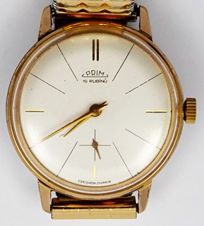 NÁRAMKOVÉ HODINKY PRIM - ZLACENÉ POUZDRO Z FRANCIE