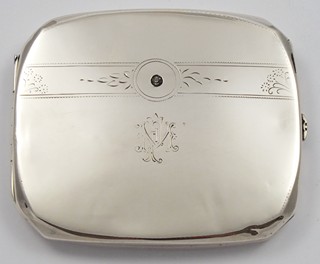 STŘÍBRNÁ LUXUSNÍ TABATĚRKA S OZDOBNÝM KAMÍNKEM