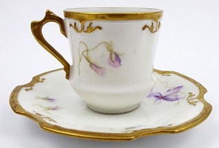 SECESNÍ ŠÁLEK S KVÍTKY - LEWIS STRAUSS & SONS, LIMOGES