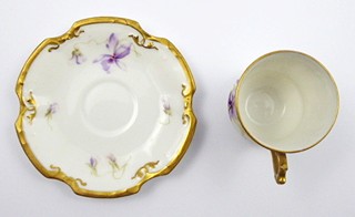 SECESNÍ ŠÁLEK S KVÍTKY - LEWIS STRAUSS & SONS, LIMOGES