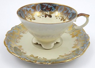 ČAJOVÝ ŠÁLEK S PERLETÍ A RŮŽÍ - RUDOLF WÄCHTER, KIRCHENLAMITZ