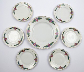 VÁCLAV PODHRÁZSKÝ (1897-1935) - TALÍŘ A ŠEST TALÍŘKŮ - JIHOČESKÉ MALOVÁNKY