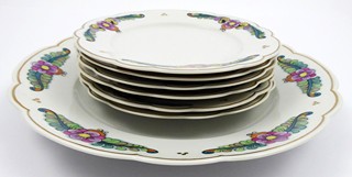 VÁCLAV PODHRÁZSKÝ (1897-1935) - TALÍŘ A ŠEST TALÍŘKŮ - JIHOČESKÉ MALOVÁNKY