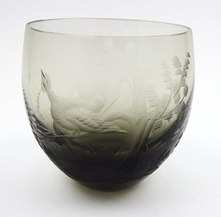 RUDOLF ESCHLER - ŠEST SKLENIČEK CULBUTO S PTAČÍMI RYTINAMI V LUXUSNÍ KAZETĚ - MOSER