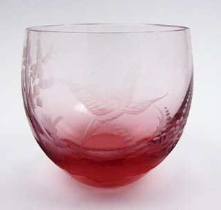 RUDOLF ESCHLER - ŠEST SKLENIČEK CULBUTO S PTAČÍMI RYTINAMI V LUXUSNÍ KAZETĚ - MOSER