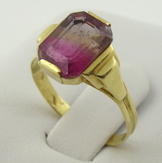 ZLATÝ PRSTEN S PŘÍRODNÍM MELOUNOVÝM TURMALÍNEM - KAREL ŠTĚPÁN, PRAHA