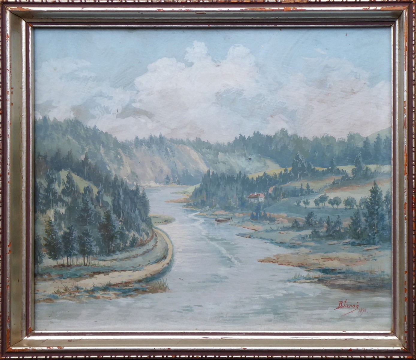 BOHUMIL JAROŠ (1856-1924) - KRAJINA S LESY, ŘEKOU A LOĎKOU
