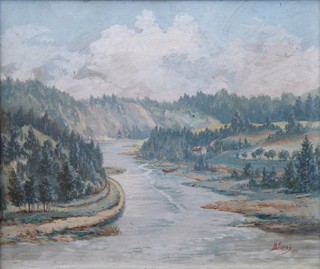 BOHUMIL JAROŠ (1856-1924) - KRAJINA S LESY, ŘEKOU A LOĎKOU