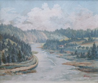 BOHUMIL JAROŠ (1856-1924) - KRAJINA S LESY, ŘEKOU A LOĎKOU