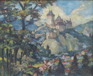 JOSEF PETROVICKÝ (NAR. 1881) - POHLED NA HRAD KARLŠTEJN