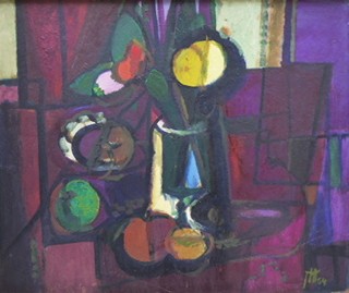 JINDŘICH HELEKAL (1916-1987) - ZÁTIŠÍ A STOJÍCÍ AKT DÍVKY - OBOUSTRANNÝ OBRAZ
