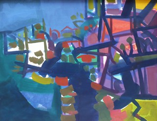 JINDŘICH HELEKAL (1916-1987) - ABSTRAKCE A SKICA KVĚTIN VE VÁZE - OBOUSTRANNÝ OBRAZ
