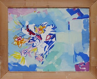 JINDŘICH HELEKAL (1916-1987) - ABSTRAKCE A SKICA KVĚTIN VE VÁZE - OBOUSTRANNÝ OBRAZ