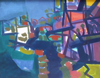 JINDŘICH HELEKAL (1916-1987) - ABSTRAKCE A SKICA KVĚTIN VE VÁZE - OBOUSTRANNÝ OBRAZ